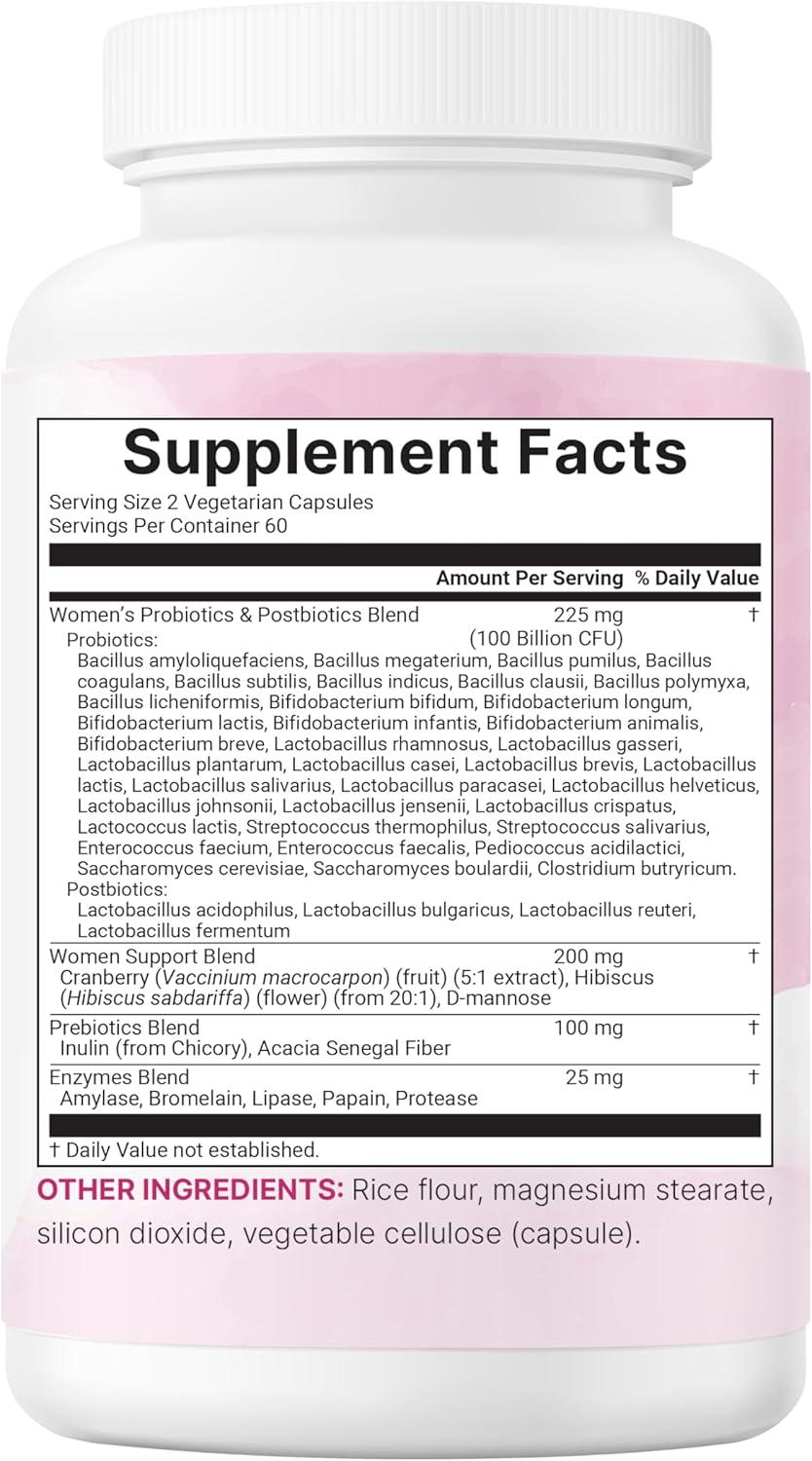 image:imageMicro Ingredients Probiotics for Women 100 Billion CFU with Prebiotics 120 Veggie Capsules pH Balance Urinary Tract Vaginal amp Gut Health Support 40 Strains with Cranberry DMannose amp More
