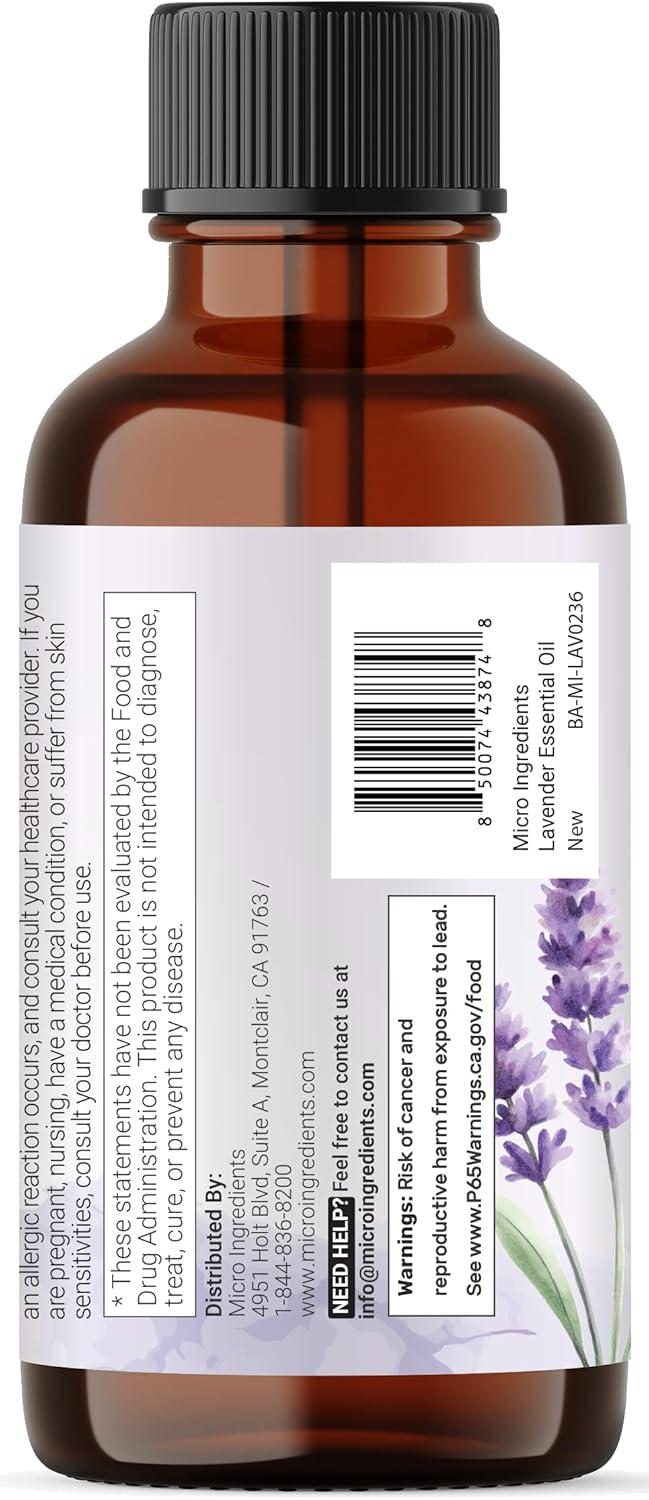 image:imageMicro Ingredients Pure Lavender Essential Oil 8 fl oz Premium Grade Liquid Drops DIY for Natural Aromatherapy Soap Lotion Diffuser Candles Body amp Scalp Massages Soothing Floral Aroma