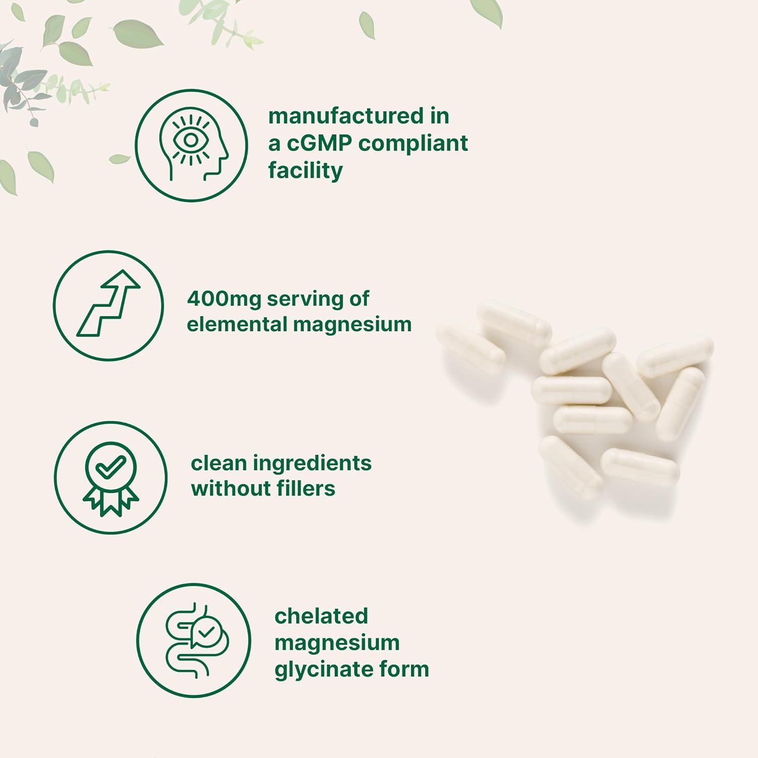 image:imageMicro Ingredients Pure Magnesium Glycinate 400mg Per Serving 240 Capsules Chelated Mineral Supplements with Elemental Form NonGMO Filler Free