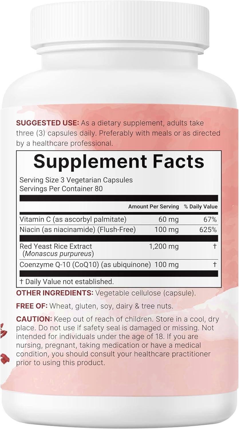 image:imageMicro Ingredients Red Yeast Rice with CoQ10 1200mg 240 Veggie Capsules Cholesterol Support amp Heart Health Supplements 4in1 with Flush Free Niacin amp Fat Soluble Vitamin C Filler Free NonGMO