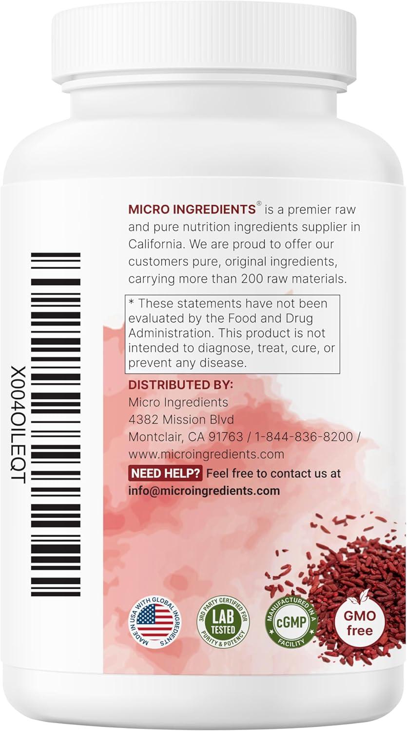 image:imageMicro Ingredients Red Yeast Rice with CoQ10 1200mg 240 Veggie Capsules Cholesterol Support amp Heart Health Supplements 4in1 with Flush Free Niacin amp Fat Soluble Vitamin C Filler Free NonGMO