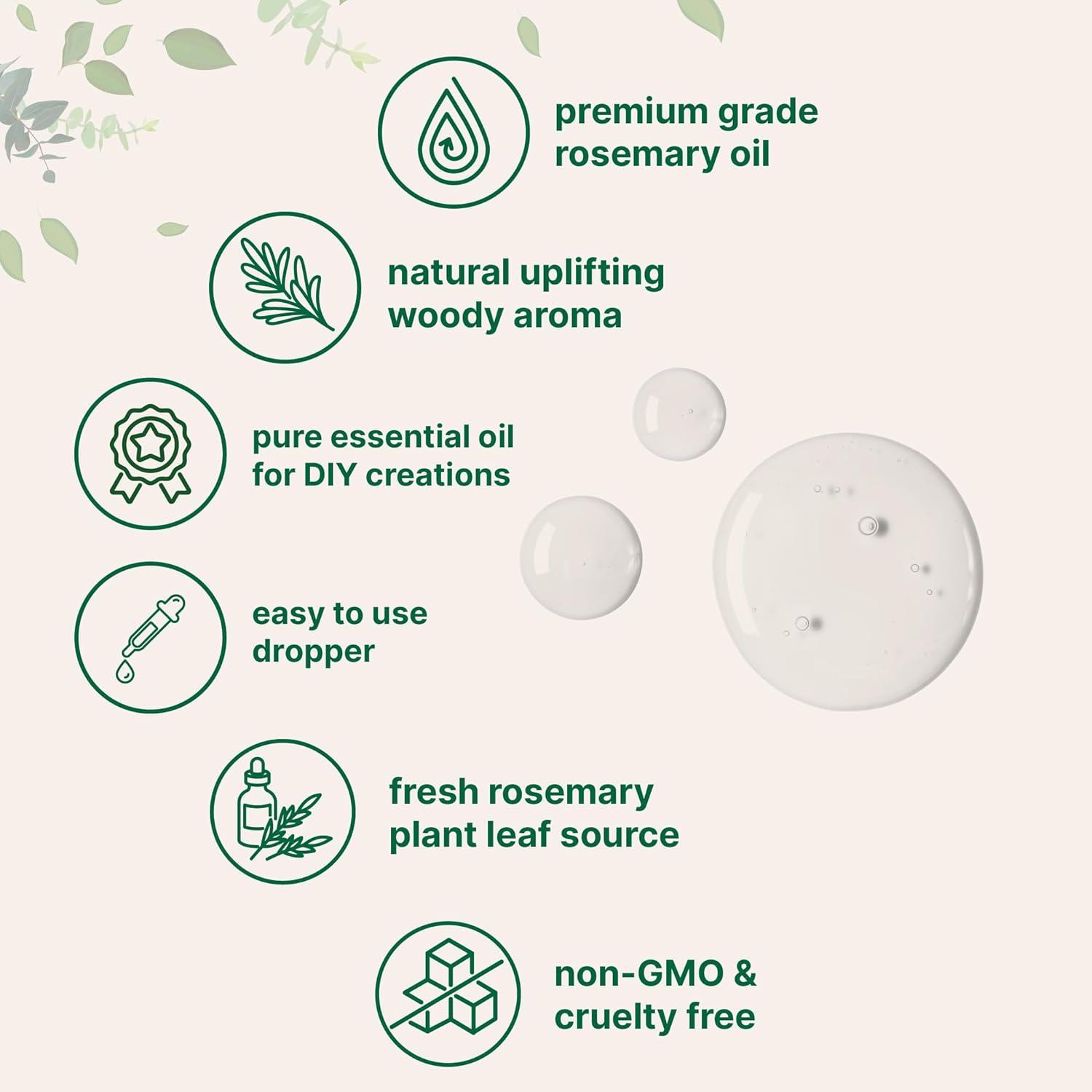 image:imageMicro Ingredients Rosemary Essential Oil for Hair Scalp amp Skin 8 fl oz 100 Pure amp Natural with Dropper Aromatherapy Diffuser Soap Candle amp Massage Use Woody Herbal Aroma CrueltyFree