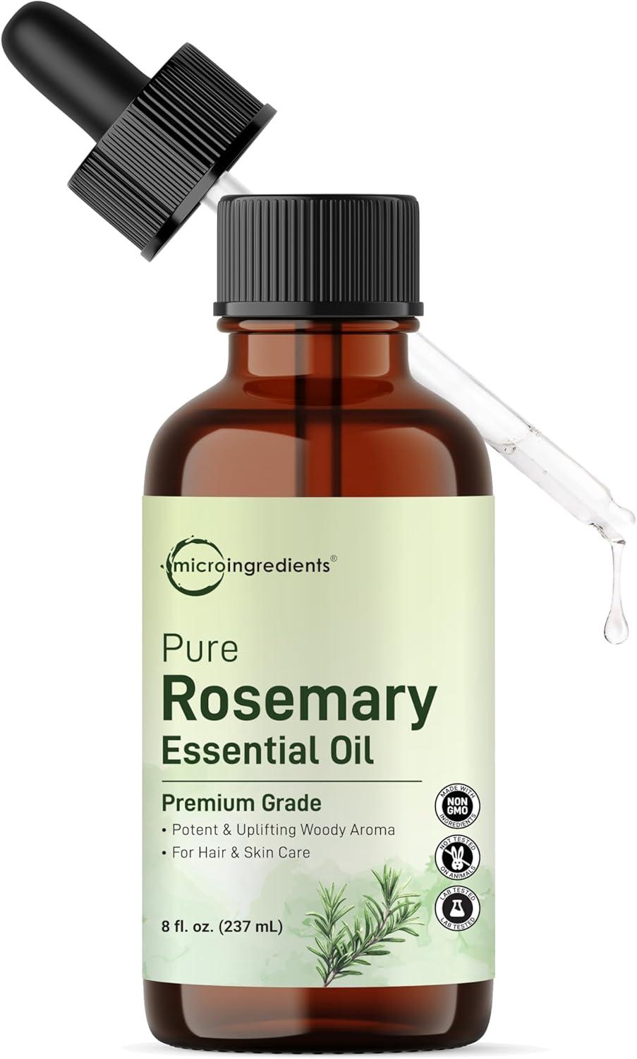 image:imageMicro Ingredients Rosemary Essential Oil for Hair Scalp amp Skin 8 fl oz 100 Pure amp Natural with Dropper Aromatherapy Diffuser Soap Candle amp Massage Use Woody Herbal Aroma CrueltyFree