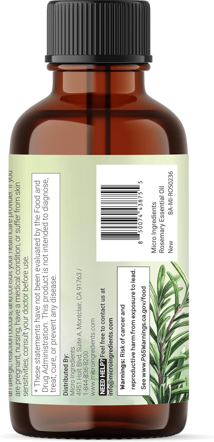 image:imageMicro Ingredients Rosemary Essential Oil for Hair Scalp amp Skin 8 fl oz 100 Pure amp Natural with Dropper Aromatherapy Diffuser Soap Candle amp Massage Use Woody Herbal Aroma CrueltyFree