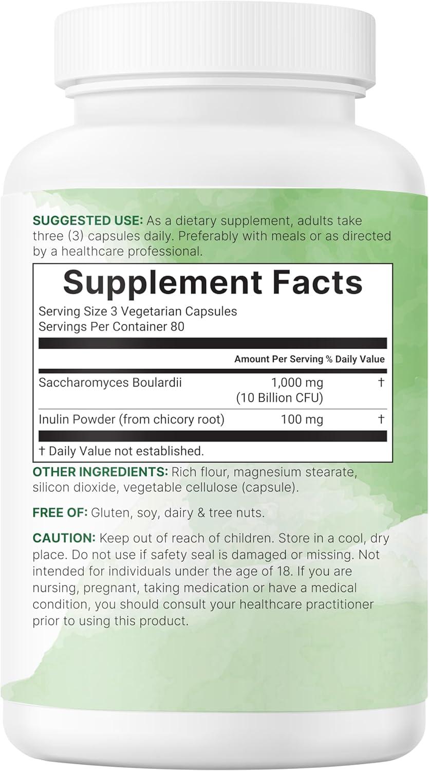 image:imageMicro Ingredients Saccharomyces Boulardii Probiotics 10 Billion CFU with Prebiotics 240 Vegetarian Capsules 2in1 Probiotic amp Prebiotic Blend Added Inulin from Chicory Root NonGMO