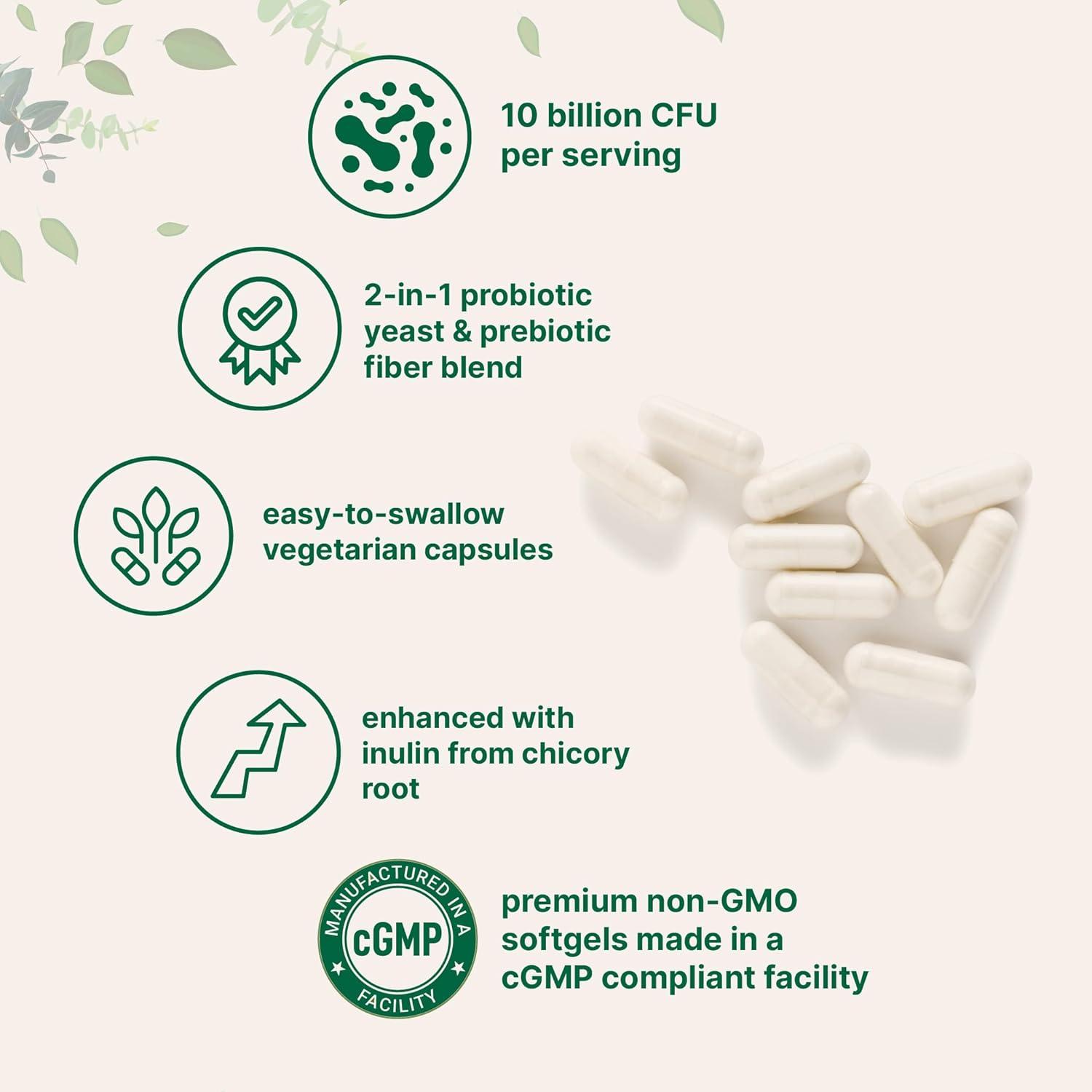 image:imageMicro Ingredients Saccharomyces Boulardii Probiotics 10 Billion CFU with Prebiotics 240 Vegetarian Capsules 2in1 Probiotic amp Prebiotic Blend Added Inulin from Chicory Root NonGMO