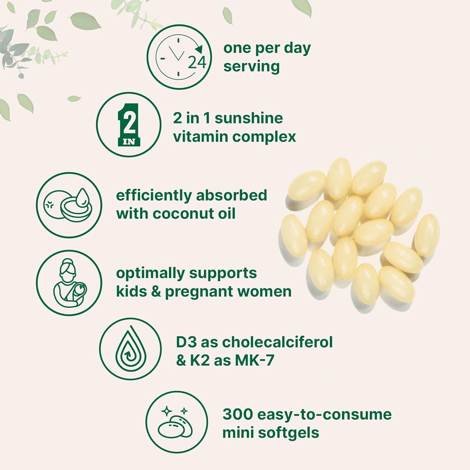image:imageMicro Ingredients Vitamin D3 1000 IU K2 MK7 25 mcg 300 Softgels Virgin Coconut Oil 2in1 Bone Immune amp Heart Support Easy to Swallow NonGMO