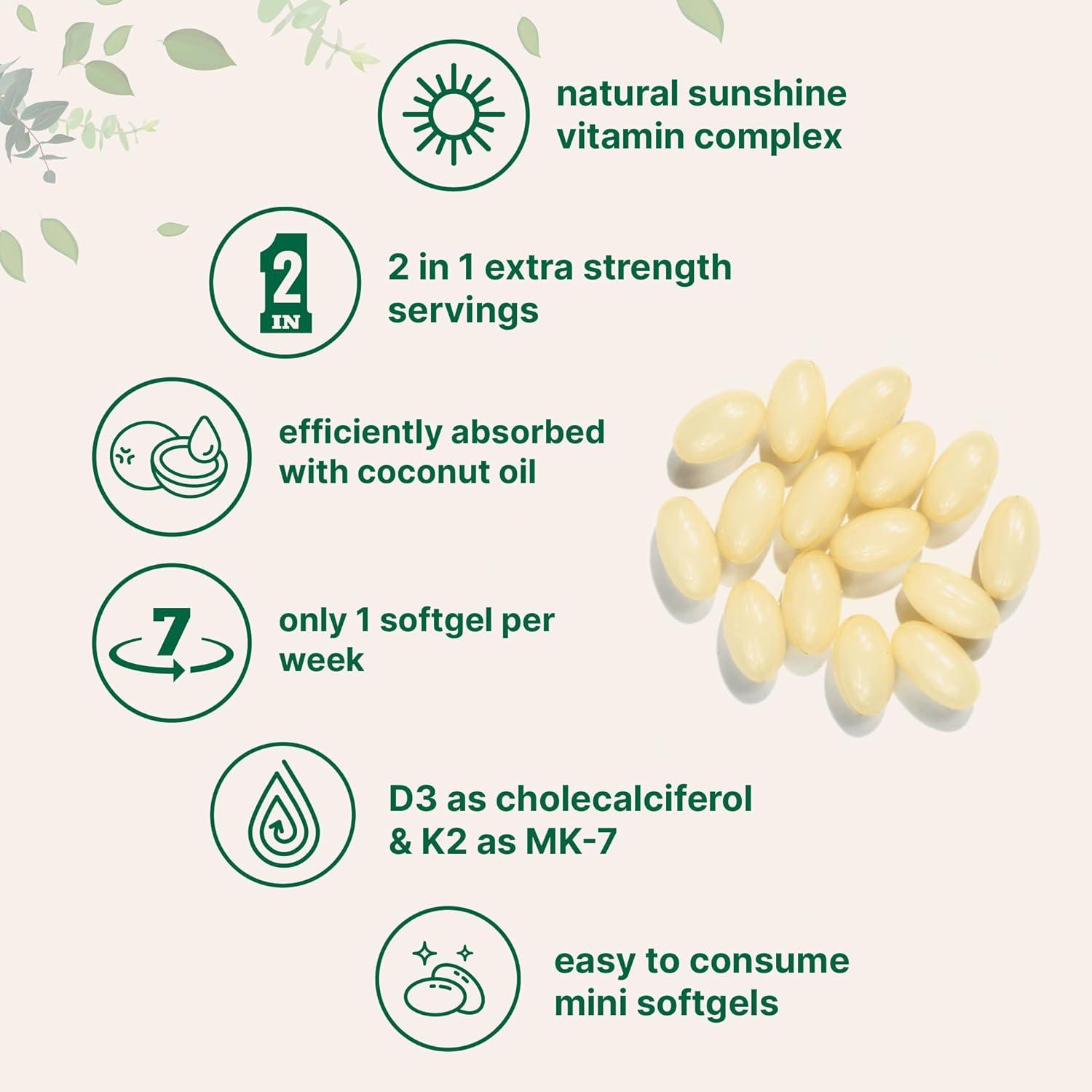 image:imageMicro Ingredients Vitamin D3 50000 IU K2 MK7 200 mcg 240 Softgels Virgin Coconut Oil 2in1 Support Easy to Swallow NonGMO