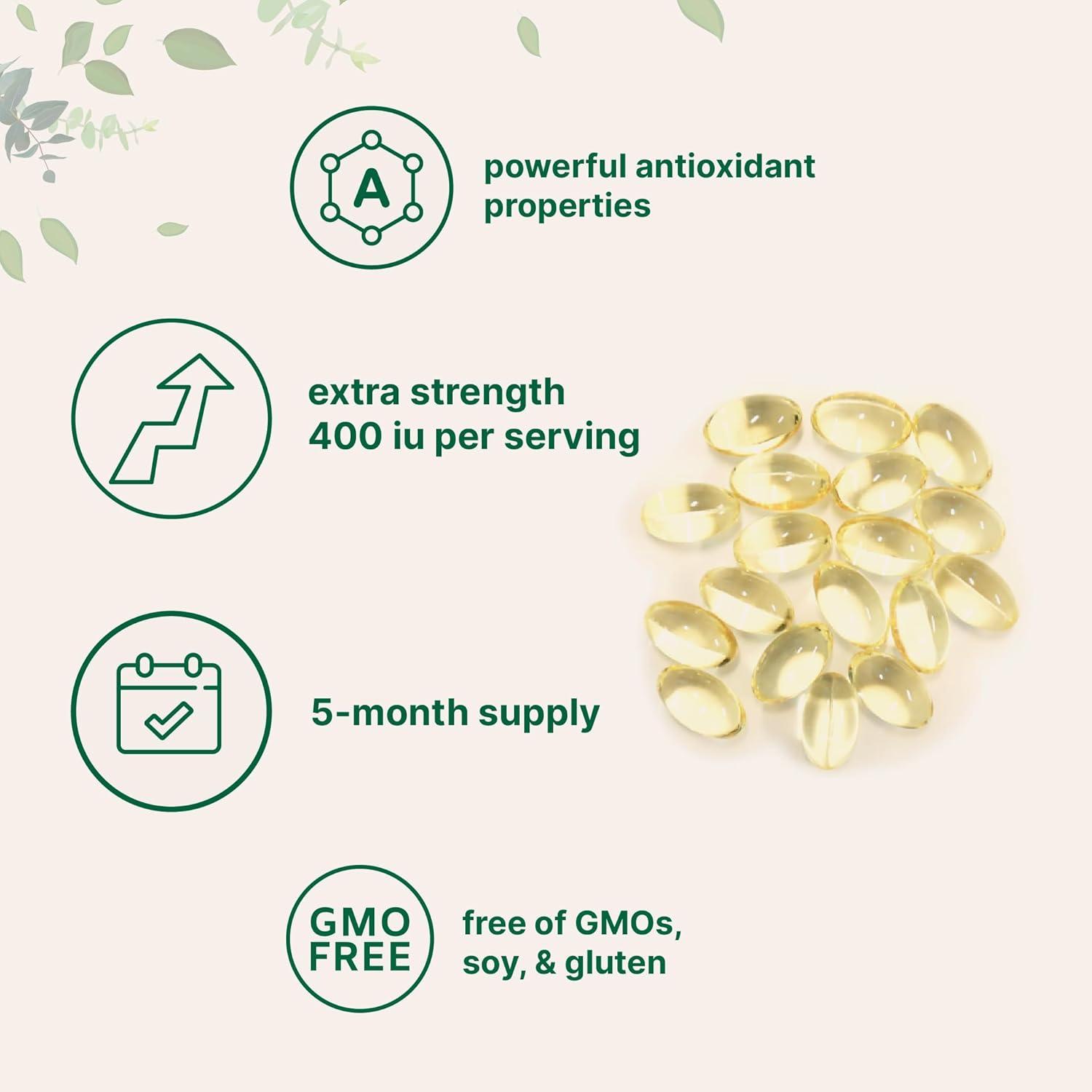 image:imageMicro Ingredients Vitamin E 400IU 300 Softgels Pure Vitamin E Oil Pills Antioxidant Supplements for Skin Face Heart amp Immune Health NonGMO Gluten Free