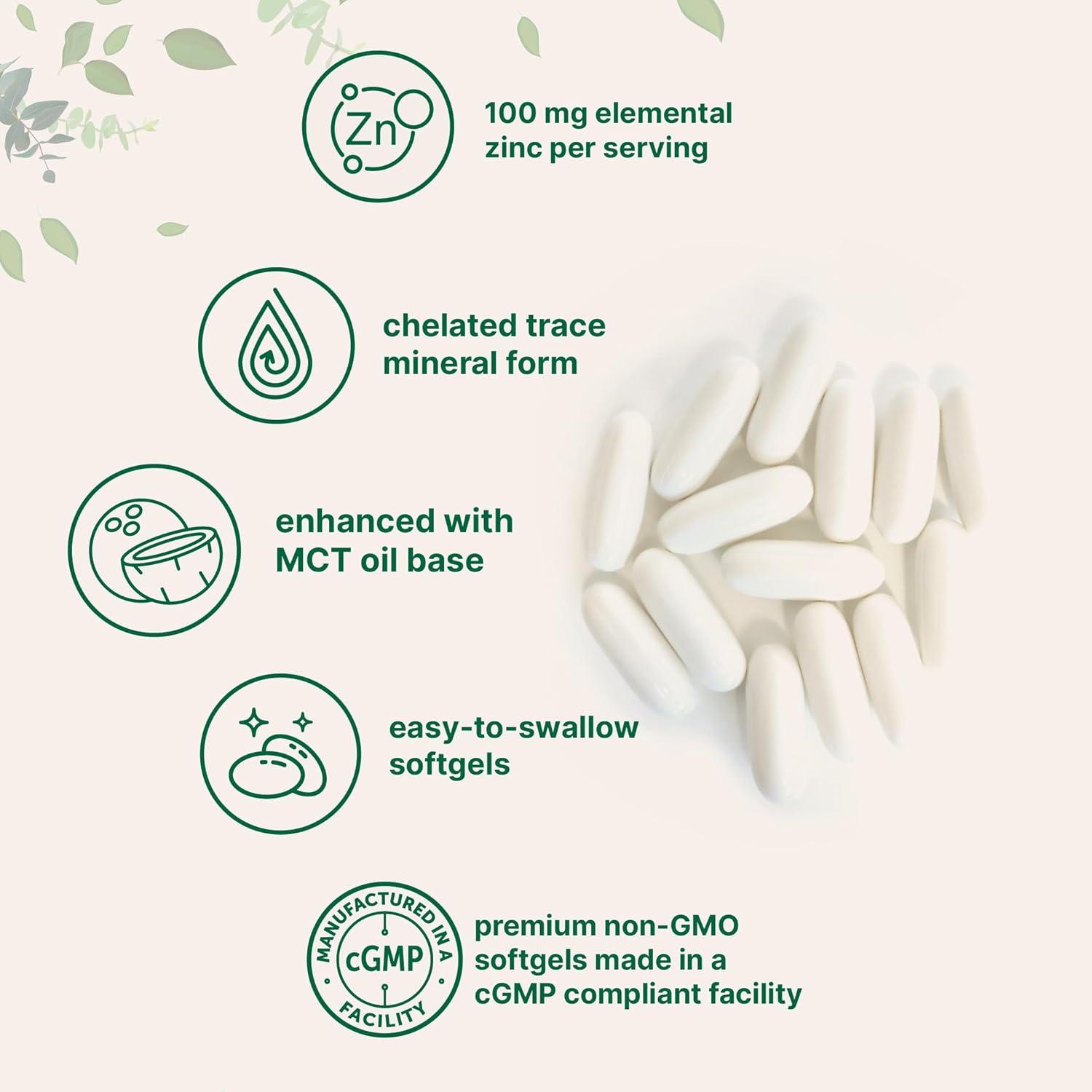 image:imageMicro Ingredients Zinc Picolinate 100 mg Per Serving 300 Softgels Zinc Supplement for Women amp Men Made with MCT Oil NonGMO