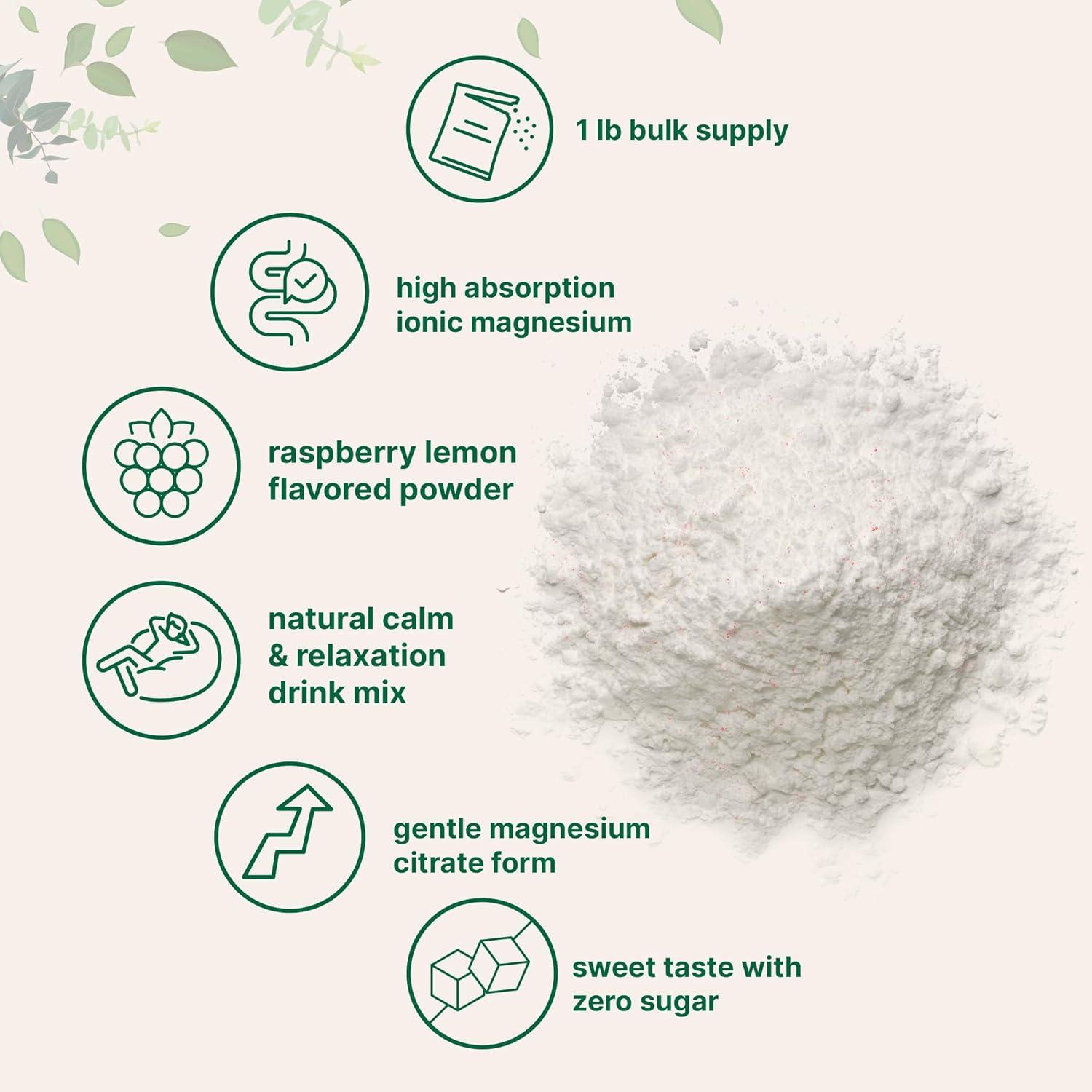 image:imageMiracleMag Calm Magnesium Powder 1lb Magnesium Citrate Supplement Sweet Raspberry Lemon Flavored Calm amp Relaxation Mineral Support Easily Absorbed Ionic Form NonGMO Vegan Sugar Free