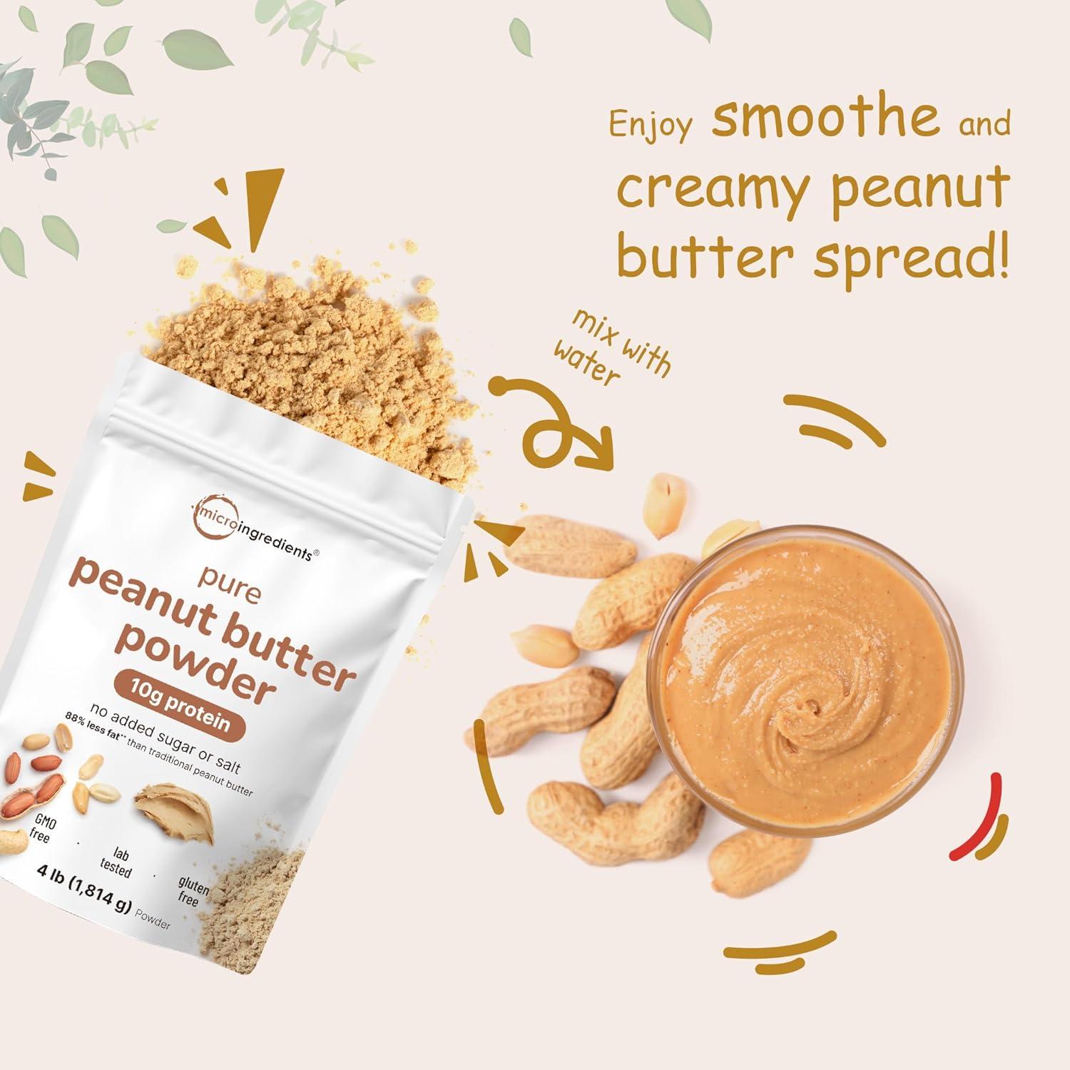 image:imagePure PB Peanut Butter Powder 4lbs 64oz 10g Protein amp 88 Less Fat No Added Sugar or Salt from Natural Fresh Roasted Peanuts Mixes Easily for Peanut Butter Spread amp Protein Powder NonGMO