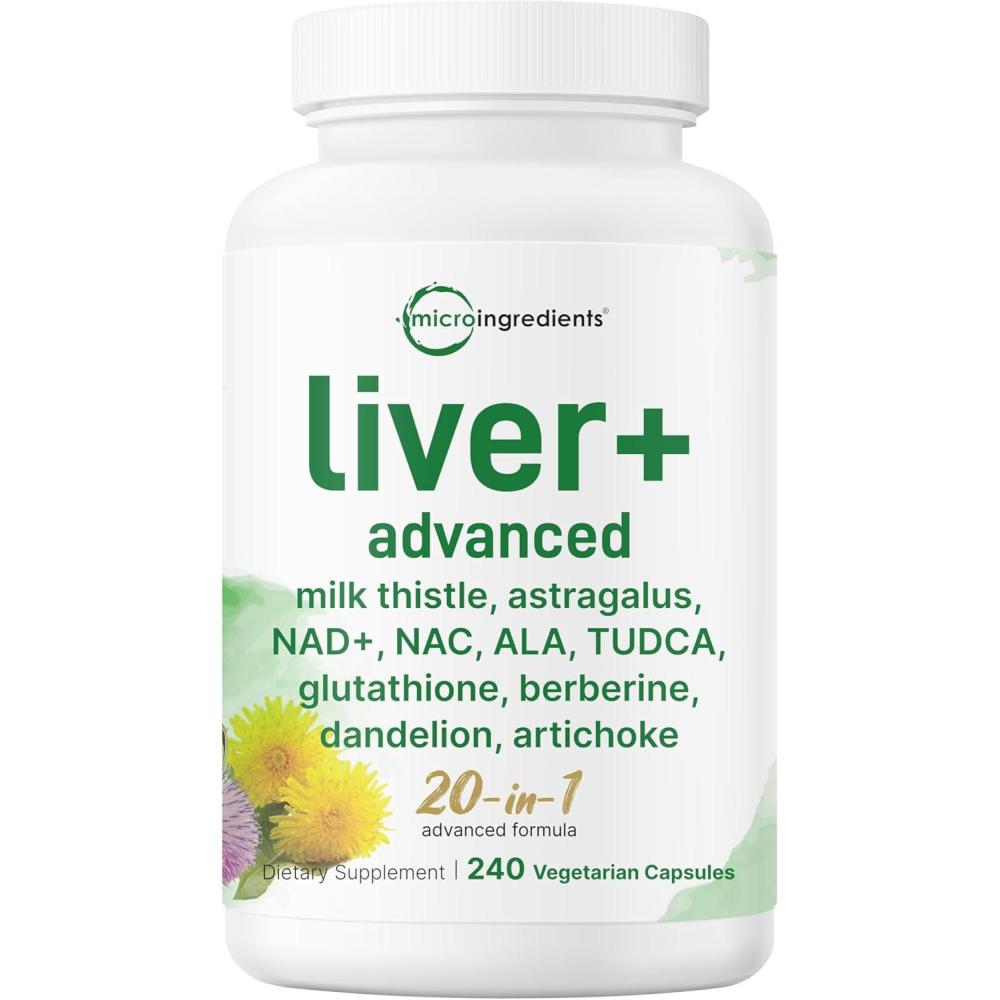 image:imageLiver Advanced 240 Veggie Capsules 20in1 Complex with Milk Thistle Dandelion NAD NAC ALA TUDCA Glutathione Artichoke Turmeric amp Astragalus NonGMO Gluten Free240 Count Pack of 1