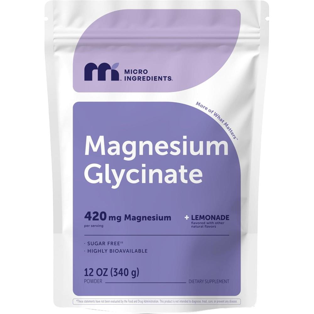 image:imageMagnesium Powder 420mg Per Serving 12oz 56 Servings Sugar Free Lemonade Flavor Magnesium Glycinate Powder Supplement with Elemental Form Chelated Minerals NonGMO Vegan