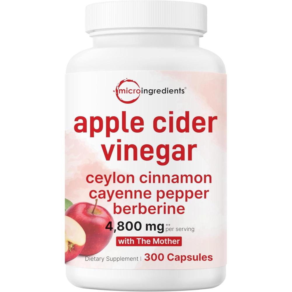 image:imageMicro Ingredients Apple Cider Vinegar Capsules 4800mg Per Serving 300 Counts 4in1 ACV Complex with The Mother Ceylon Cinnamon Cayenne Pepper amp More Immune Digestion amp Appetite Support