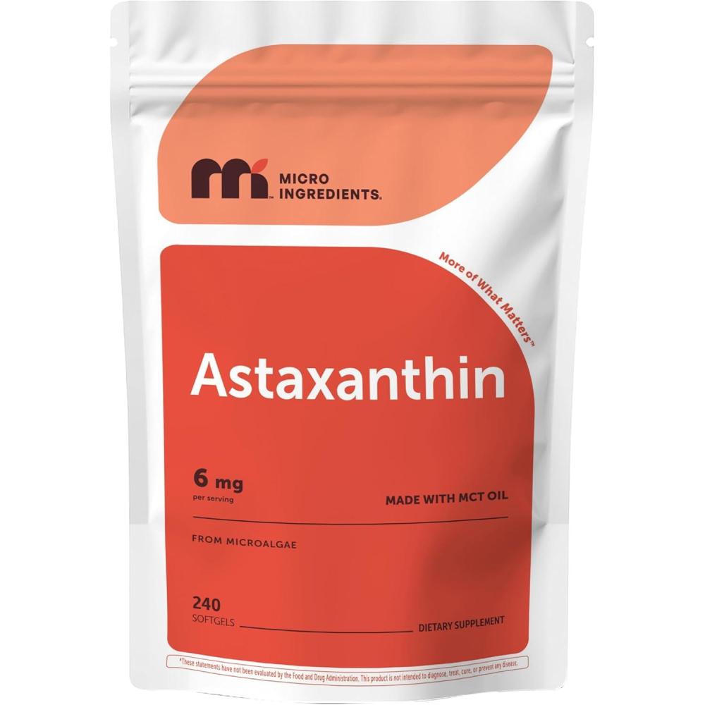 image:imageMicro Ingredients Astaxanthin 6mg with MCT Oil 120 Softgels Premium Astaxanthin Antioxidant Supplements Fresh Microalgae Source Triple Strength NonGMO Gluten Free No Soy240 Count Pack of 1