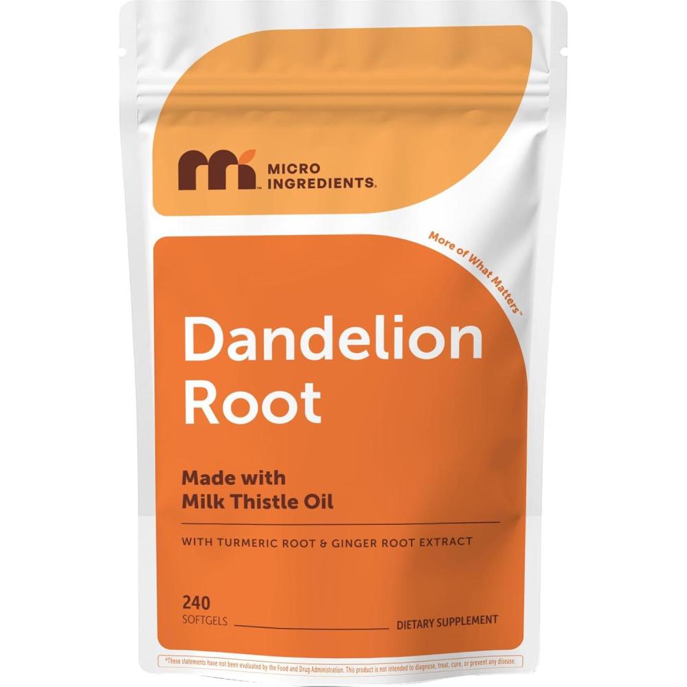 image:imageMicro Ingredients Dandelion Root Extract Taraxacum officinale 1000mg Per Serving 240 Softgels 3in1 Herbal Blend with Turmeric amp Ginger Extract Made with Milk Thistle Oil NonGMO