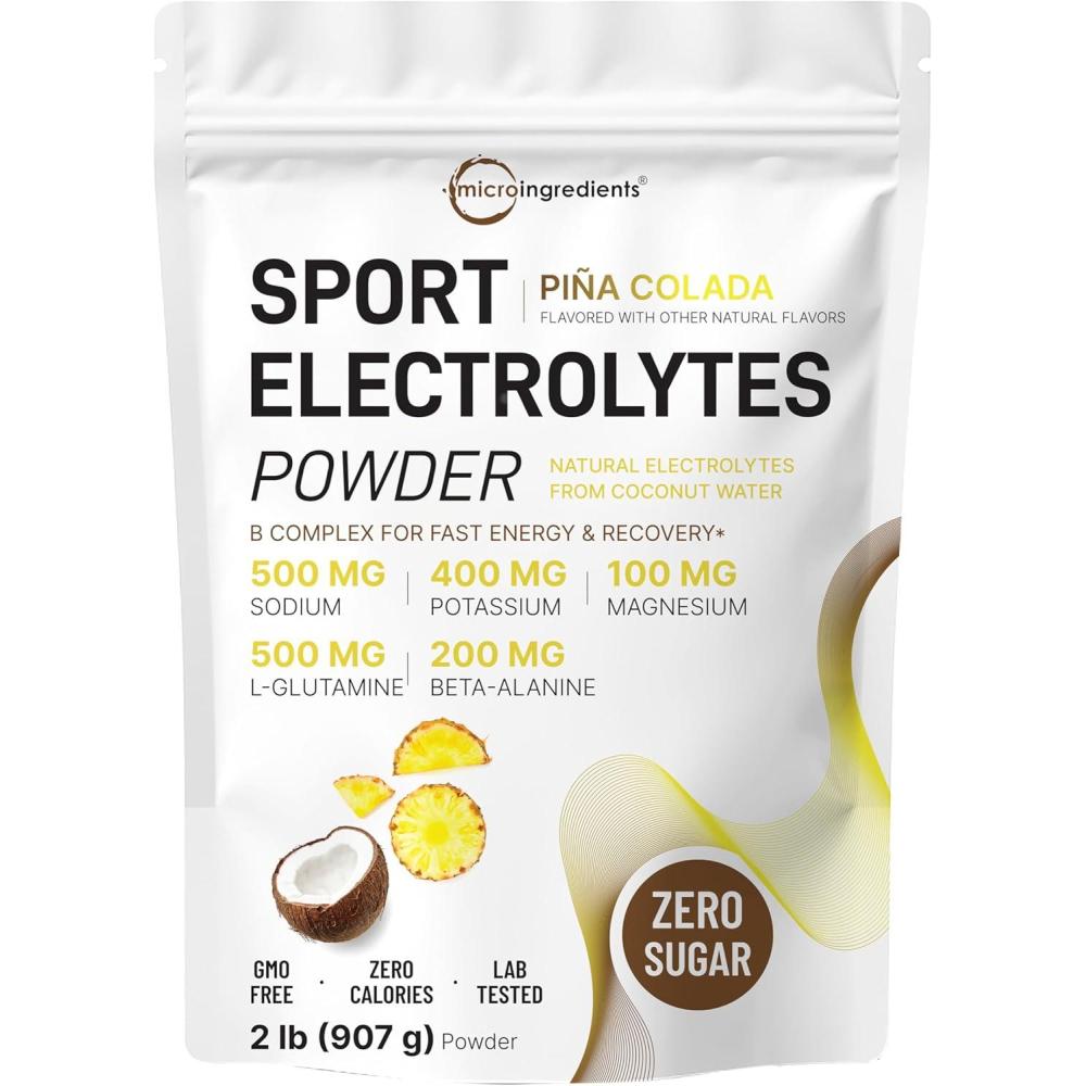 image:imageMicro Ingredients Electrolytes Powder 2 lbs 95 Servings Sugar Free Workout Hydration Potassium Sodium LGlutamine BetaAlanine amp More Natural Coconut Water Pineapple Pia Colada Flavor