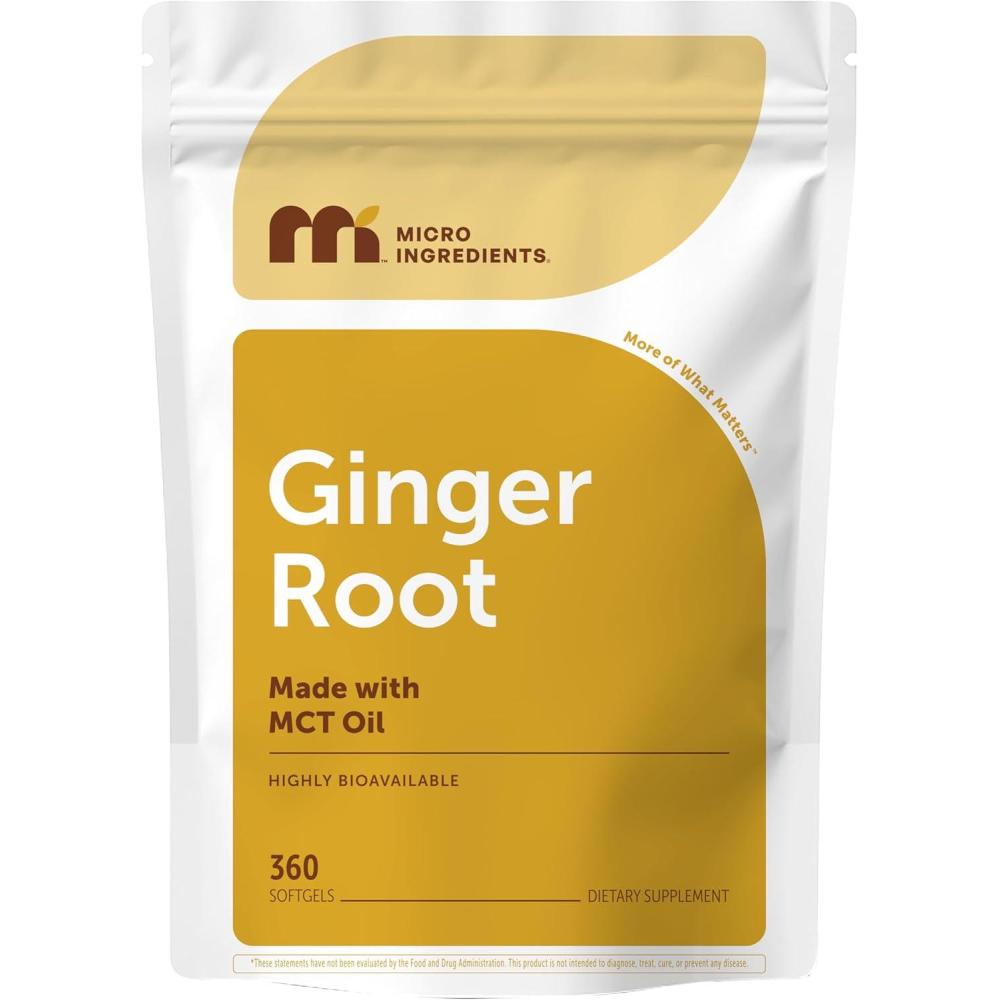 image:imageMicro Ingredients Ginger Root with MCT Oil 360 Softgels  Fresh Ginger Root Extract  Herbal Supplements for Women amp Men  NonGMO Gluten Free Soy Free