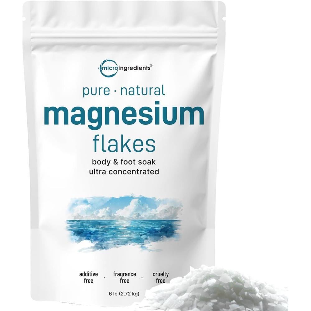 image:imageMicro Ingredients Magnesium Flakes 6lbs Great Alternative to Epsom Salt for Foot amp Body Bath Soaks High Absorption Natural Magnesium Chloride Minerals Relaxation amp Skin Hydration Support
