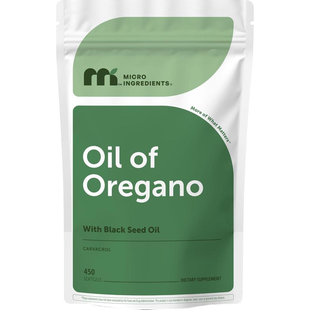 image:imageMicro Ingredients Oil of Oregano Softgels 300 Count  2 in 1 Formulated with Black Seed Oil  4X Strength Carvacrol amp Thymoquinone  Plant Based NonGMO450 Count Pack of 1