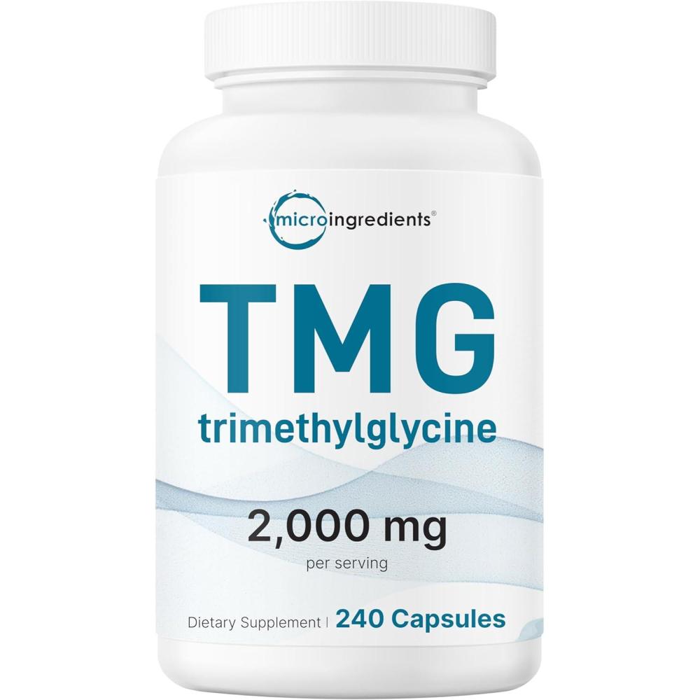 image:imageMicro Ingredients TMG 2000mg 240 Capsules Double Strength Betaine Anhydrous Trimethylglycine NonGMO Gluten Free