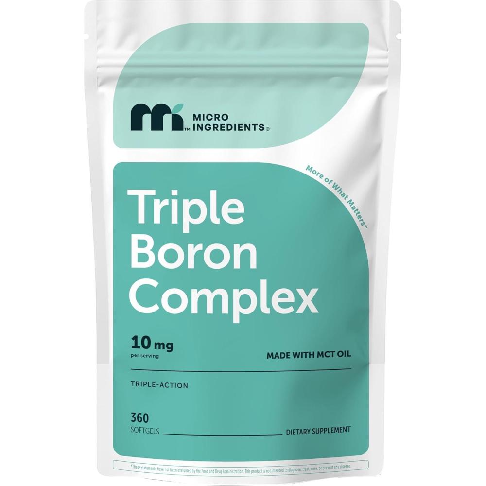 image:imageMicro Ingredients Triple Boron Complex 10mg Per Serving 360 Softgels with MCT Oil Boron Supplement for Men amp Women Boron Glycinate Citrate amp Aspartate Triple Action Formula NonGMO Gluten Free