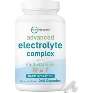 Advanced Electrolyte Complex Capsules for Hydration, 240 Count – Salt Pills with Himalayan Pink Salt, Sodium, Potassium & Magnesium – Sugar Free Electrolyte Tablets with Vitamin D3 & B1, Zinc