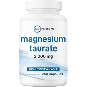 Magnesium Taurate 2,000mg, 240 Capsules | Highly Bioavailable Chelated Magnesium Supplement | Mineral Supplements for Men & Women | Non-GMO, Gluten Free