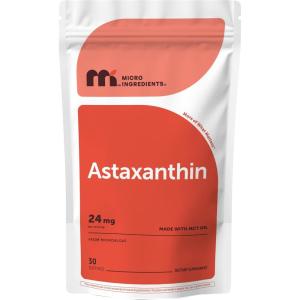 Micro Ingredients Astaxanthin 24mg with MCT Oil, 30 Softgels | Max Strength Astaxanthin Antioxidant Supplements* | Fresh Microalgae Source | Non-GMO, Gluten Free, No Soy(30 Count (Pack of 1))
