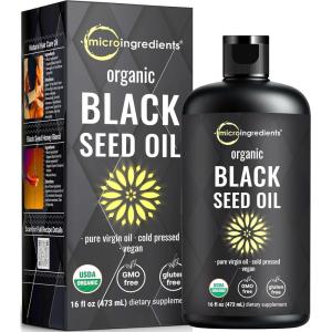 Micro Ingredients Black Seed Oil Organic Cold Pressed, 16 fl oz | Rich in Thymoquinone & Omega 3 6 9 | Unrefined from Nigella Sativa Seeds | Immune, Hair & Skin Support* | Non-GMO – 3 Months Supply