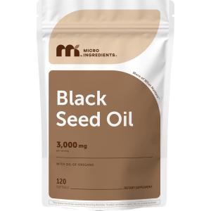 Micro Ingredients Black Seed Oil Softgels, 3,000mg, 240 Count | 2-in-1 Formula with Oil of Oregano, Carvacrol & Thymoquinone | Plant Based, Non-GMO(120 Count (Pack of 1))