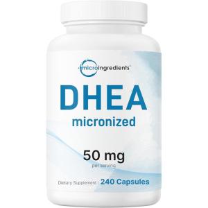 Micro Ingredients DHEA Micronized, Double Strength*, 240 Capsules | 50 mg per Serving | for Men & Women | Non-GMO, Third-Party Lab Tested, cGMP Manufactured