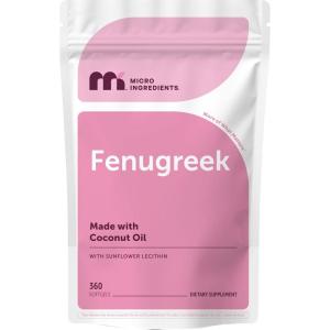 Micro Ingredients Fenugreek with Sunflower Lecithin, 360 Softgels, 6 Month Supply | Fenugreek Seed Extract for Breastfeeding & Lactation Support* | Made with Coconut Oil | Non-GMO