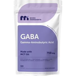 Micro Ingredients GABA 750 mg with MCT Oil, 300 Softgels | Gamma Aminobutyric Acid with Vitamin B6, 5-HTP, L-Theanine, L-Tryptophan & Magnesium Glycinate | Non-GMO, cGMP Manufactured