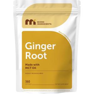 Micro Ingredients Ginger Root with MCT Oil, 360 Softgels | Fresh Ginger Root Extract | Herbal Supplements for Women & Men | Non-GMO, Gluten Free, Soy Free
