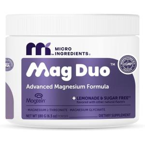 Micro Ingredients Mag Duo Magtein® Magnesium L-Threonate & Magnesium Glycinate Powder – Restful Sleep, Calm & Focus Support* – 2-in-1 Advanced Magnesium Formula – Sugar-Free Lemonade Flavor