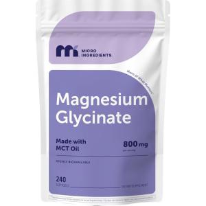 Micro Ingredients Magnesium Glycinate 800 mg Per Serving, 240 Softgels | Chelated Magnesium Supplement with MCT Oil | Non-GMO, Gluten Free, No Soy
