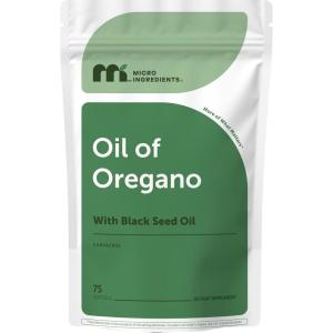 Micro Ingredients Oil of Oregano Softgels, 300 Count | 2 in 1 Formulated with Black Seed Oil | 4X Strength Carvacrol & Thymoquinone | Plant Based, Non-GMO(75 Count (Pack of 1))