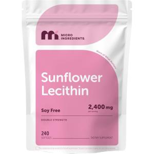 Micro Ingredients Sunflower Lecithin 2,400mg, 240 Softgels | Natural Sunflower Seed Oil Source with Phosphatidylcholine | Soy Free Lecithin Supplement | Non-GMO, No Gluten