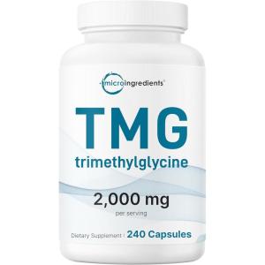 Micro Ingredients TMG 2000mg, 240 Capsules | Double Strength Betaine Anhydrous Trimethylglycine* | Non-GMO, Gluten Free