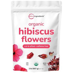 Organic Hibiscus Flowers, 2lbs (450+cups) | Flor de Jamaica, Loose Leaf Tea for Hibiscus Tea Bags | Cut & Sifted Dried Leaves | Caffeine Free, Non-GMO, No Sugar