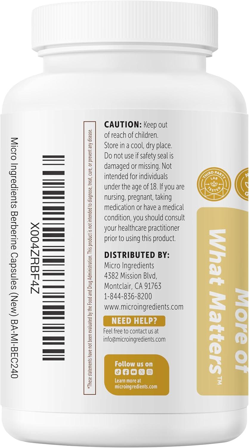 image:imageMicro Ingredients Berberine with Ceylon Cinnamon 2000 mg Per Serving 240 Vegetarian Capsules Berberine Supplement with Chromium Picolinate amp Ceylon Cinnamon NonGMO