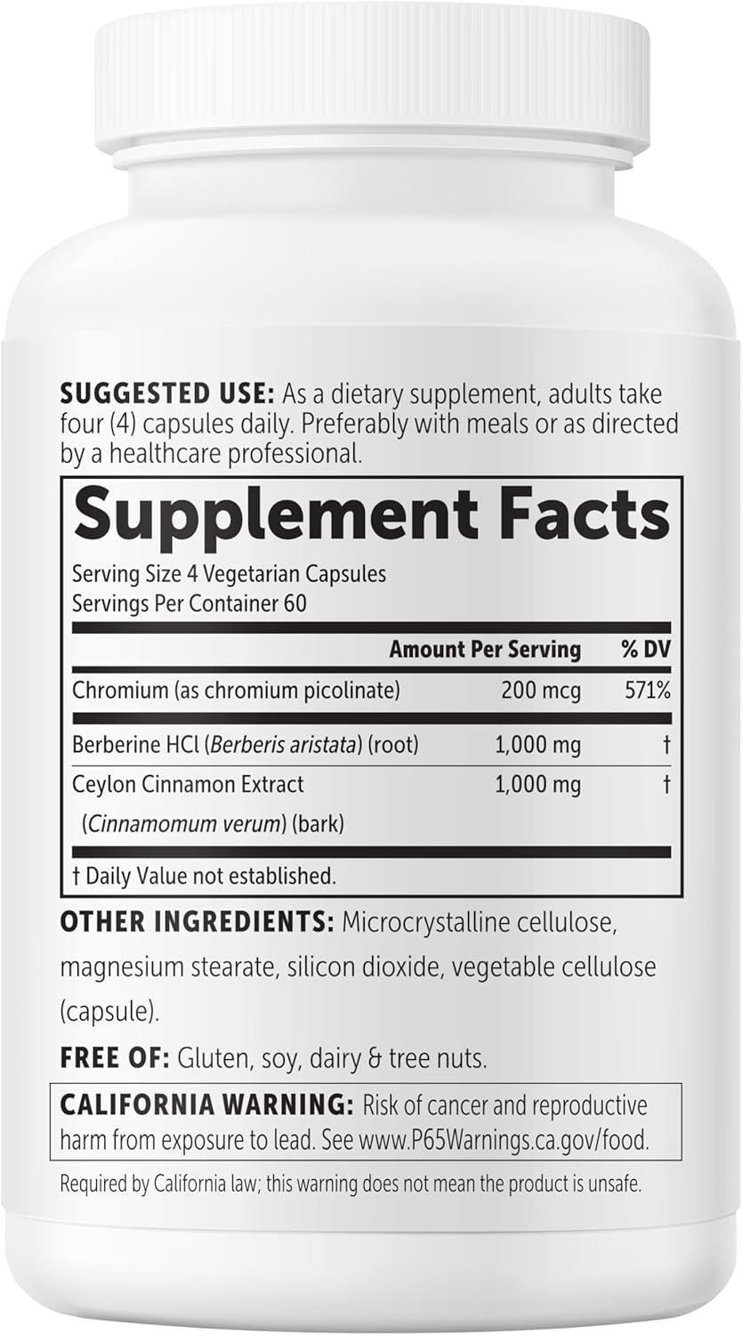 image:imageMicro Ingredients Berberine with Ceylon Cinnamon 2000 mg Per Serving 240 Vegetarian Capsules Berberine Supplement with Chromium Picolinate amp Ceylon Cinnamon NonGMO