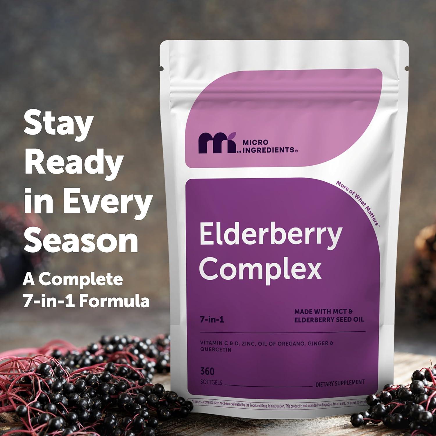 image:imageMicro Ingredients Elderberry Complex with Zinc amp Vitamin C 360 Softgels 7in1 with D3 Oil of Oregano Quercetin amp Ginger Made with MCT amp Elderberry Seed Oil