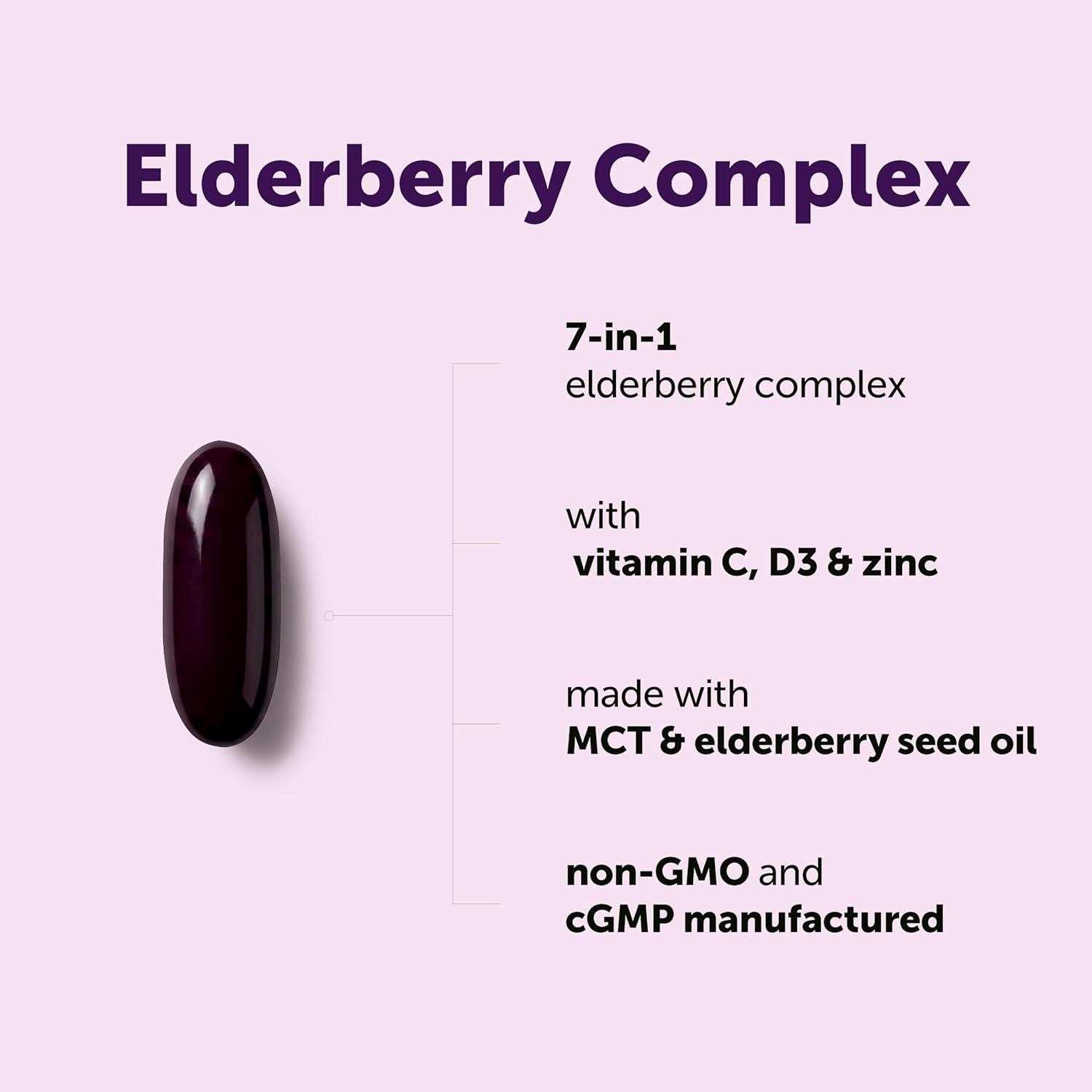 image:imageMicro Ingredients Elderberry Complex with Zinc amp Vitamin C 360 Softgels 7in1 with D3 Oil of Oregano Quercetin amp Ginger Made with MCT amp Elderberry Seed Oil