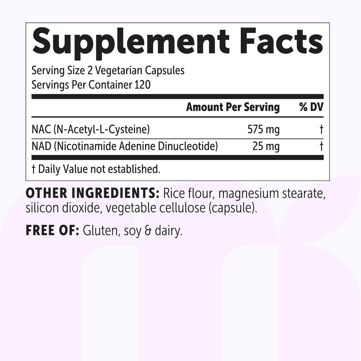 image:imageMicro Ingredients NAC with NAD 600 mg Per Serving 240 Vegetarian Capsules 2in1 NAcetylLCysteine with Nicotinamide Adenine Dinucleotide NonGMO Gluten Free