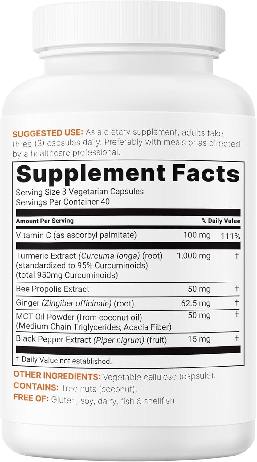 image:imageMicro Ingredients Pure Turmeric Curcumin Supplement 1000mg 95 Curcuminoids with Black Pepper amp Ginger High Absorption for Joint amp Antioxidant Support Filler Free 120 Veggie Capsules120 Count Pack of 2