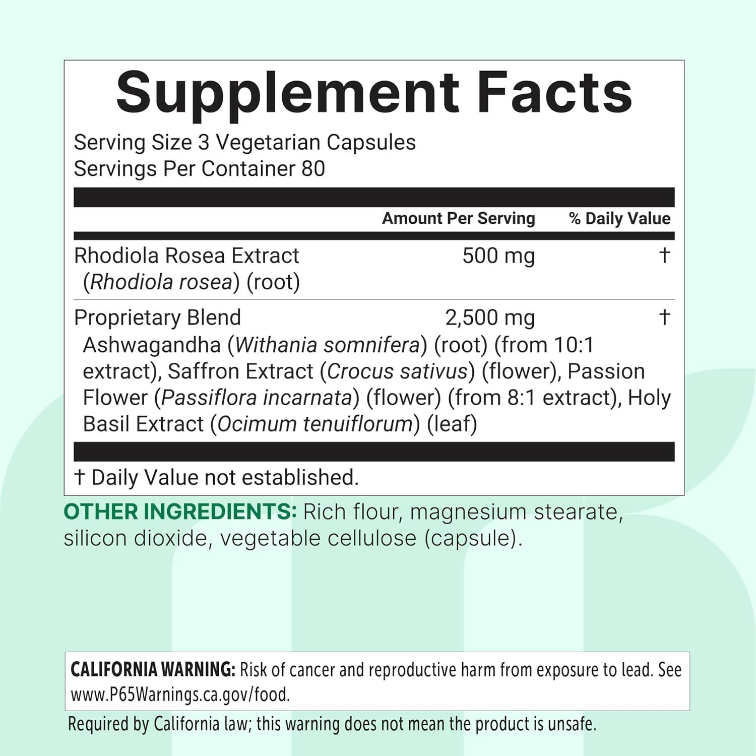 image:imageMicro Ingredients Rhodiola Rosea Supplement 240 Vegetarian Capsules Rhodiola Rosea Extract Powder with Ashwagandha Saffron Passion Flower amp Holy Basil NonGMO Gluten Free