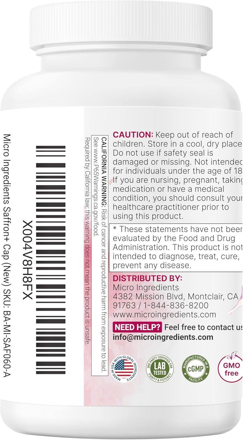image:imageMicro Ingredients Saffron Advanced Supplements 60 Veggie Capsules 10in1 with Saffron Extract High Absorption FatSoluble Vitamin C Magnesium Turmeric amp KSM66 Ashwagandha Filler Free